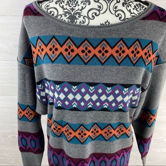 Anthropologie Plenty by Tracy Reece Fairisle Stripe Slouchy Pullover Sweater - Picture 2 of 8